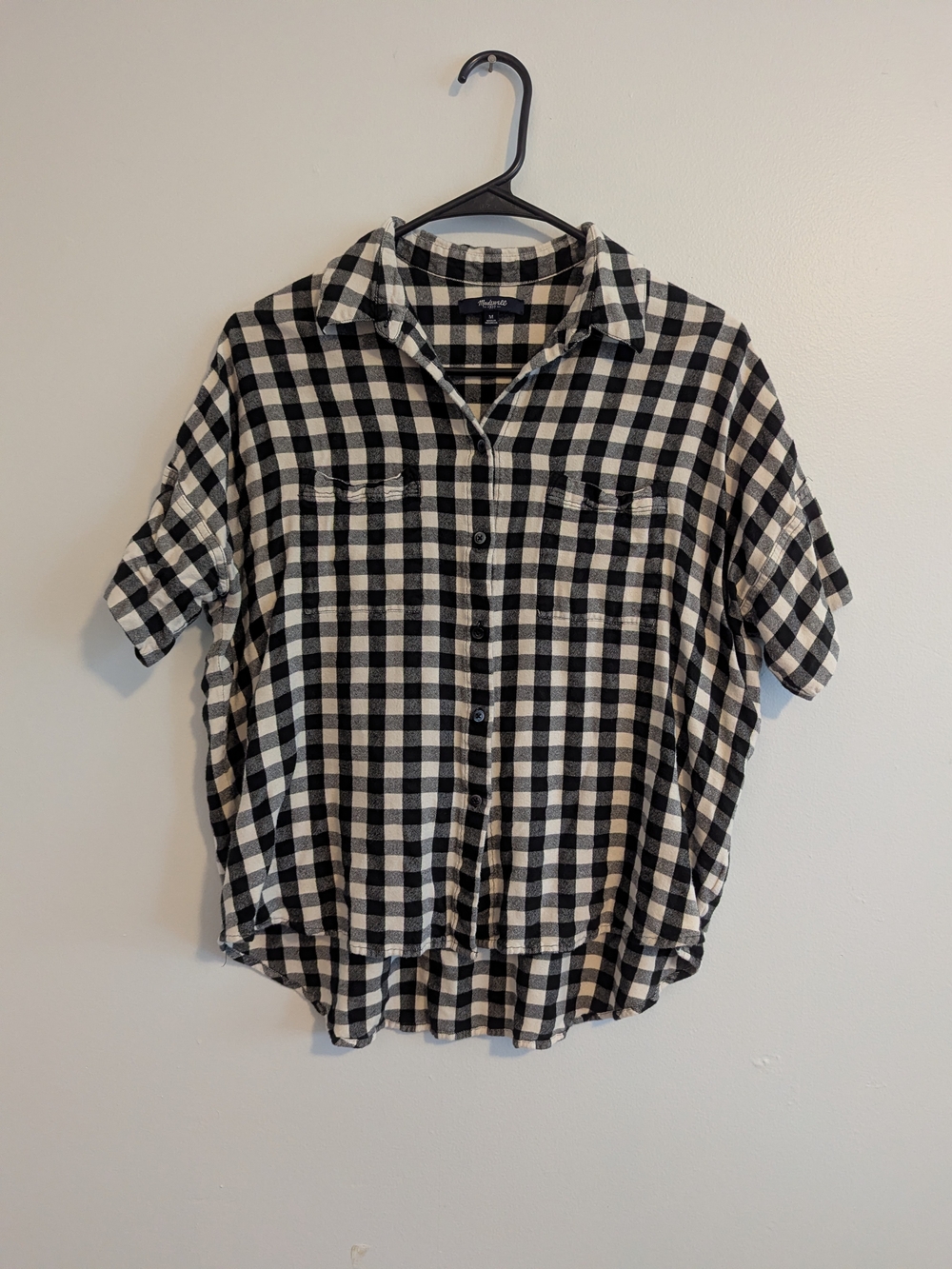 Madewell Black and White Gingham Short-Sleeve Button-Down